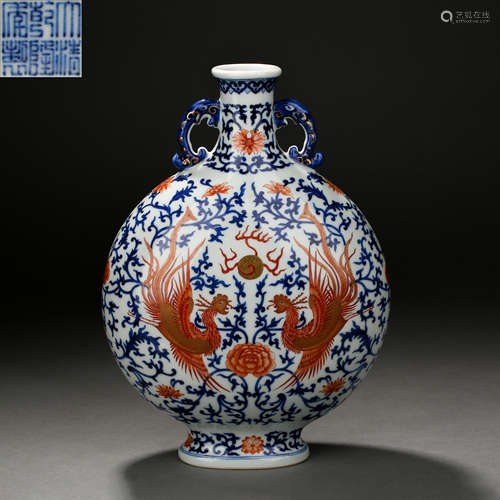 Qing Dynasty of China,Blue and White Painted Red Moon Holdin...