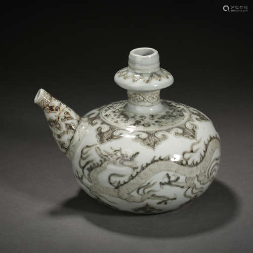 Yuan Dynasty of China,Underglaze Red Dragon Pattern Holding ...