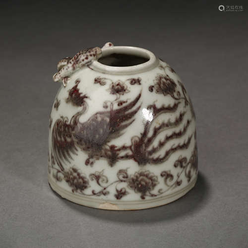 Yuan Dynasty of China,Underglaze Red Phoenix Pattern Jar