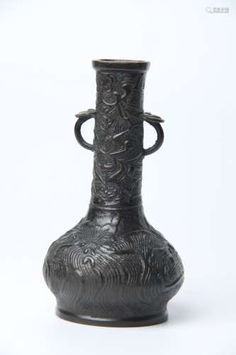 清 海水紋銅瓶