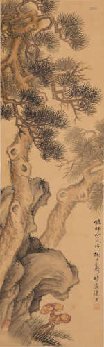 胡公寿松石图（lot394-412为同一藏家藏）绢本立轴