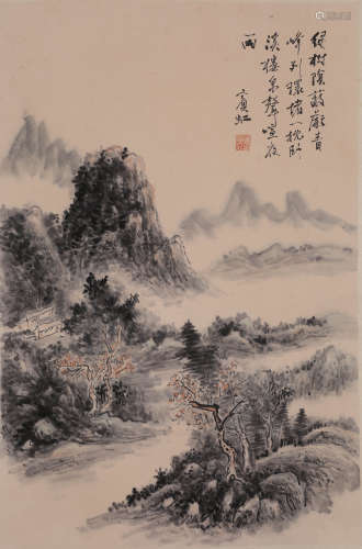 黄宾虹山水水墨图（lot347-368为同一藏家藏）纸本立轴