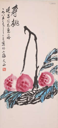 刘文西（廷昌上款）花卉（lot369-393为同一藏家藏）纸本立轴
