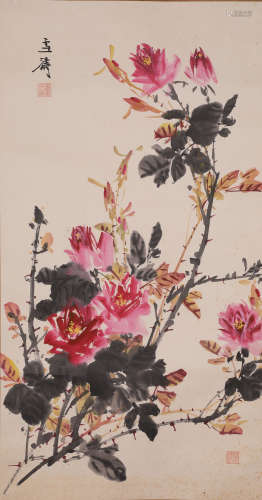 王雪涛花卉（lot394-412为同一藏家藏）纸本镜片