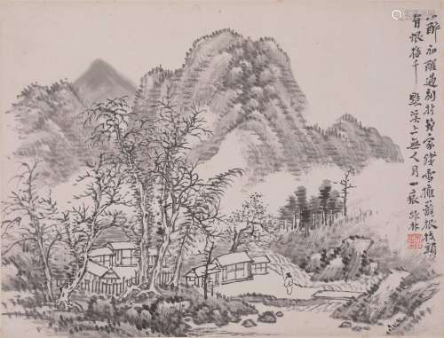 吴伯滔水墨山水小品（lot328-346为同一藏家藏）纸本镜片