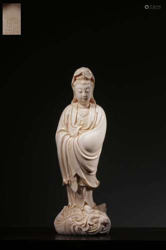 Chinese White Glazed Porcelain Guanyin Figural