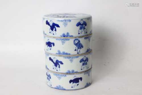 Chinese Blue and White Porcelain Multiple Box