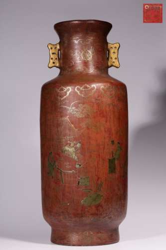 Chinese Lacqure Wood Vase