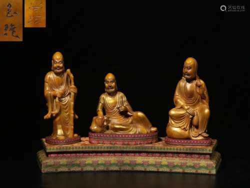 Chinese Soapstone Carved Luohan Set,Mark
