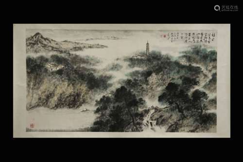 Chinese Ink Color Landscape Painting