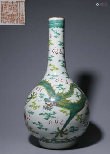 Chinese Green Glazed Porcelain Vase,Mark