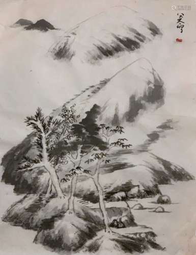 Chinese Ink Color Landscape Painting