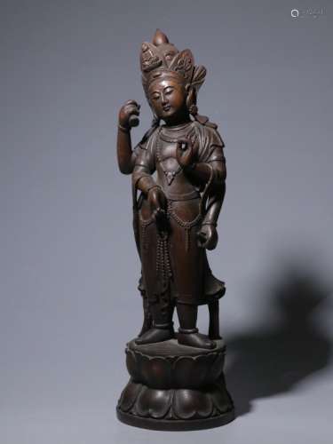 Chiinese Chengxiang Wood Carved Guanyin Statue