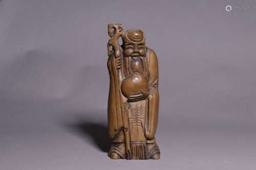Chinese Wood Carved Shou Figural