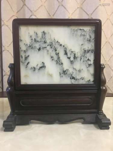 Chinese Mable Table Screen with wood