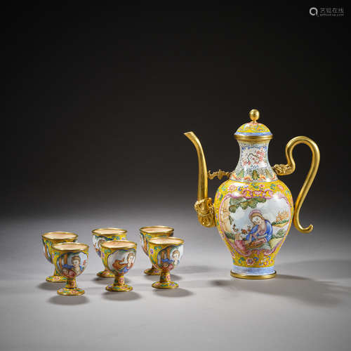 Qing Dynasty of China,Painted Enamel Holding Pot