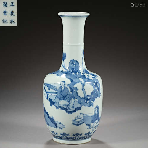 Qing Dynasty of China,Blue and White Character Bottle