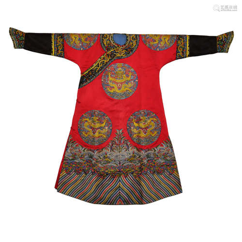 Qing Dynasty,Daoguang Palace Red Eight Group Dragon Female G...