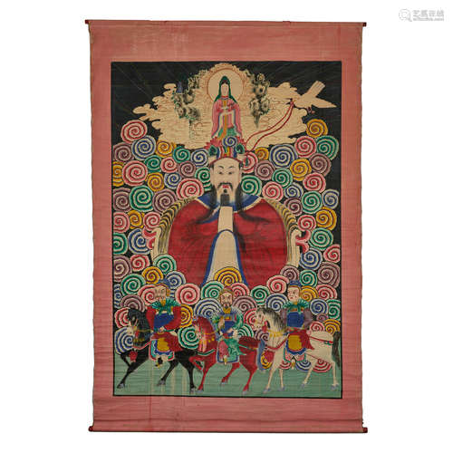 The end of the Qing Dynasty,Royal Temple Painting Heavenly G...