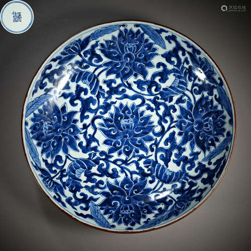 Qing Dynasty of China,Blue and White Plate