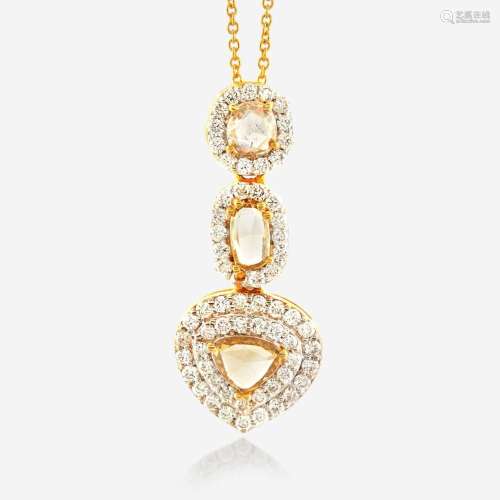 A diamond and gold pendant necklace