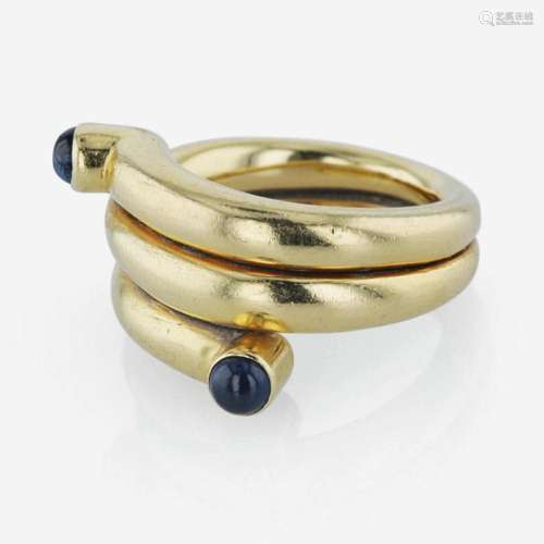 An 18K yellow gold and sapphire ring, Tiffany & Co. Schl...