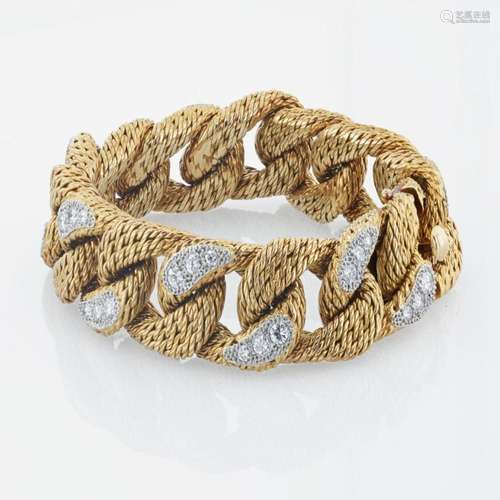 An 18K yellow gold and diamond curb link bracelet, Tiffany &...