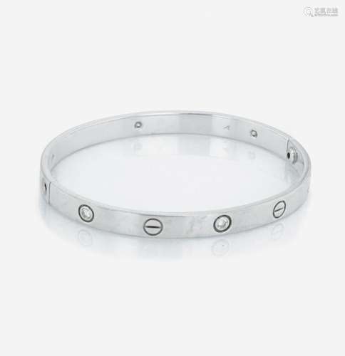 An 18K white gold and diamond bracelet, Cartier Love Bracele...