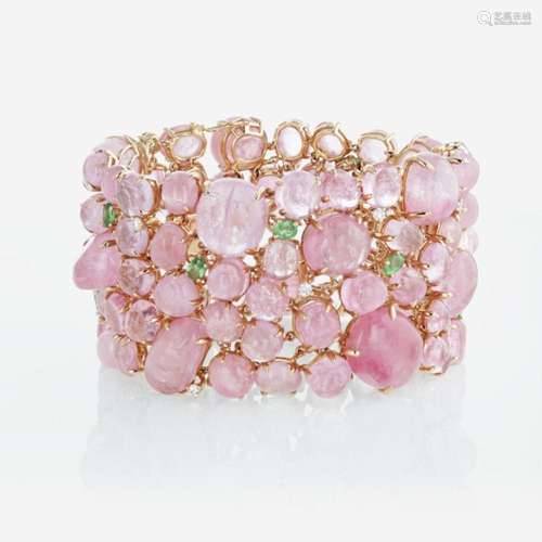 An 18K rose gold and tourmaline statement bracelet