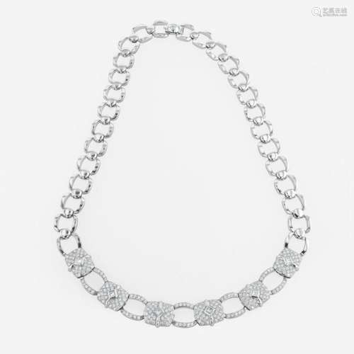 An 18K, white gold and diamond necklace Carelle