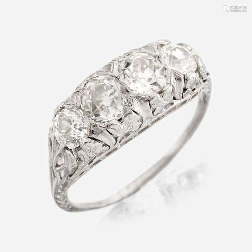 An antique diamond and platinum ring