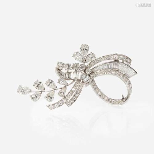 A diamond and platinum spray brooch