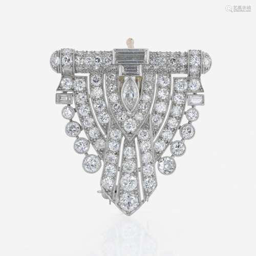 An art deco, platinum and diamond dress clip - pendant, and ...