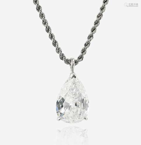 A diamond and platinum solitaire necklace