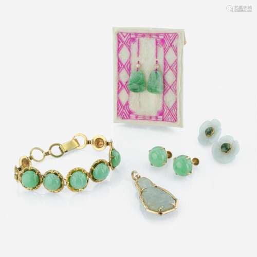 A collection of jadeite jade jewelry