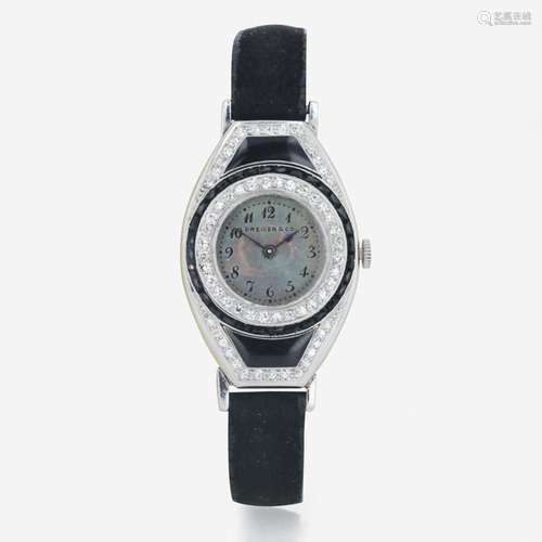 Art deco platinum lady s Dreicer & Co. strap watch