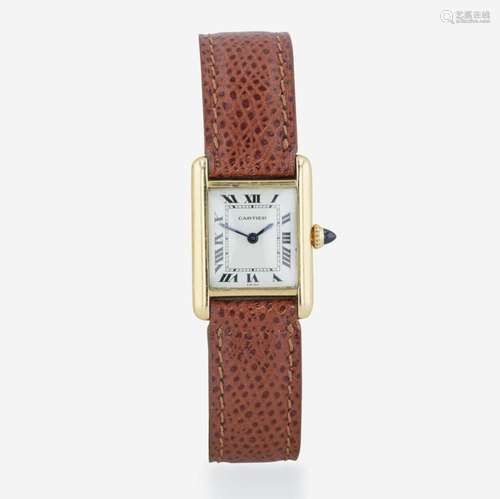 An 18K yellow gold strap watch, Must De Cartier Paris