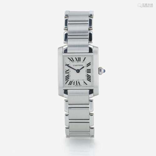 A stainless steel square tank Française watch, Cartier Ref. ...