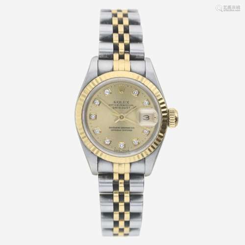 A lady s two-tone automatic watch, Rolex Oyster Perpetual Da...