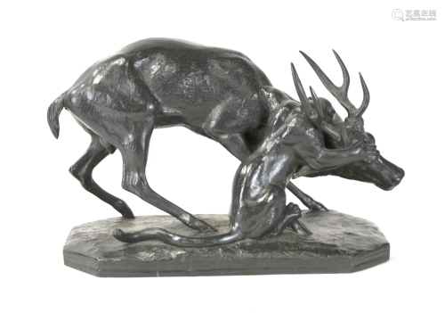 Bronze Sculpture of "Attack" by Barye