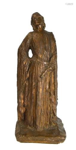 Signed Bronze Lady Sculpture