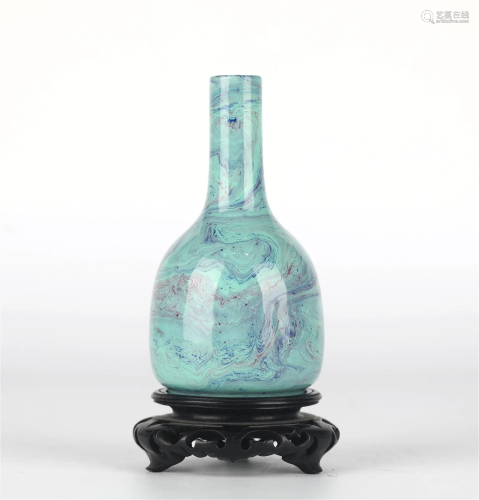 Chinese Turquoise Marble Like Glazed Vase