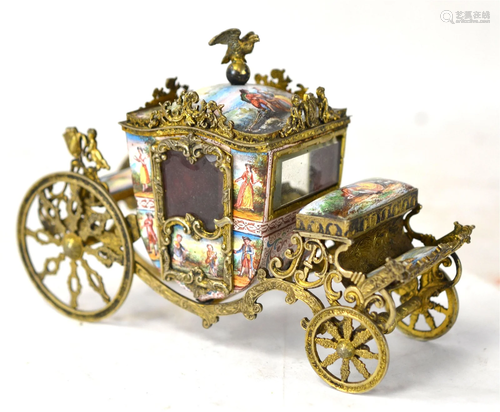 Fine Viennese Enamel Silver Coach/ Carriage