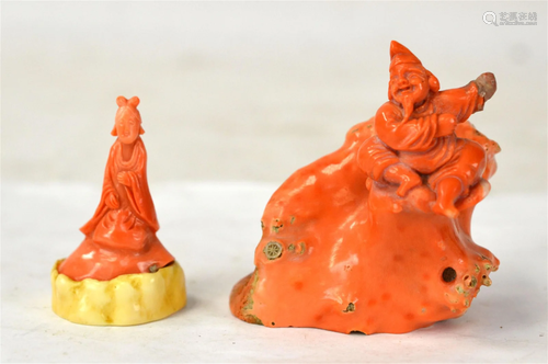 Two Japanese Carved Coral Pieces