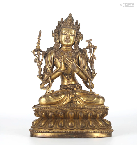 Fine Chinese Gilt Bronze Buddha Figure