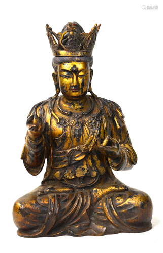 Large Chinese Gilt Bronze Buddha Figure