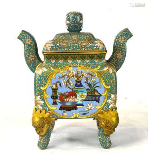 Chinese Cloisonne Covered Censer