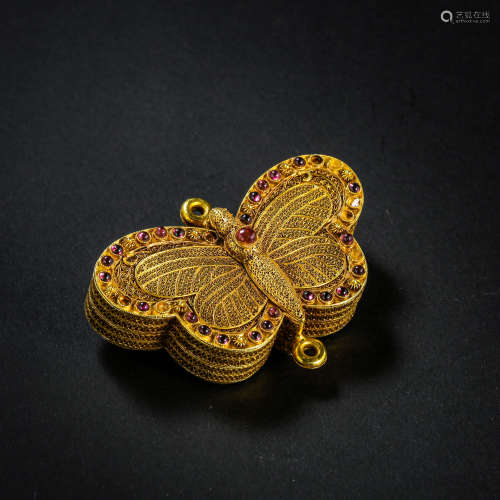 PURE GOLD FILIGREE SACHETS, QING DYNASTY COURT MADE IN CHINA
