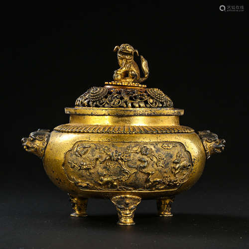 GILT BRONZE INCENSE BURNER AT THE PALACE BUILDING OFFICE OF ...