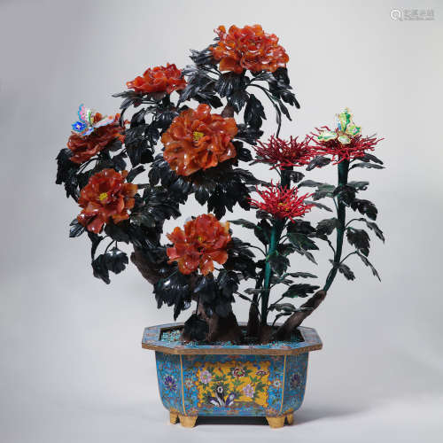 CHINESE QING DYNASTY CLOISONNE BONSAI